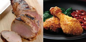 Chipotle-Marinated Pork Tenderloin & Oven-Fried Chicken