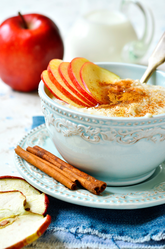 Oat porridge with apple,honey and cinnamon.