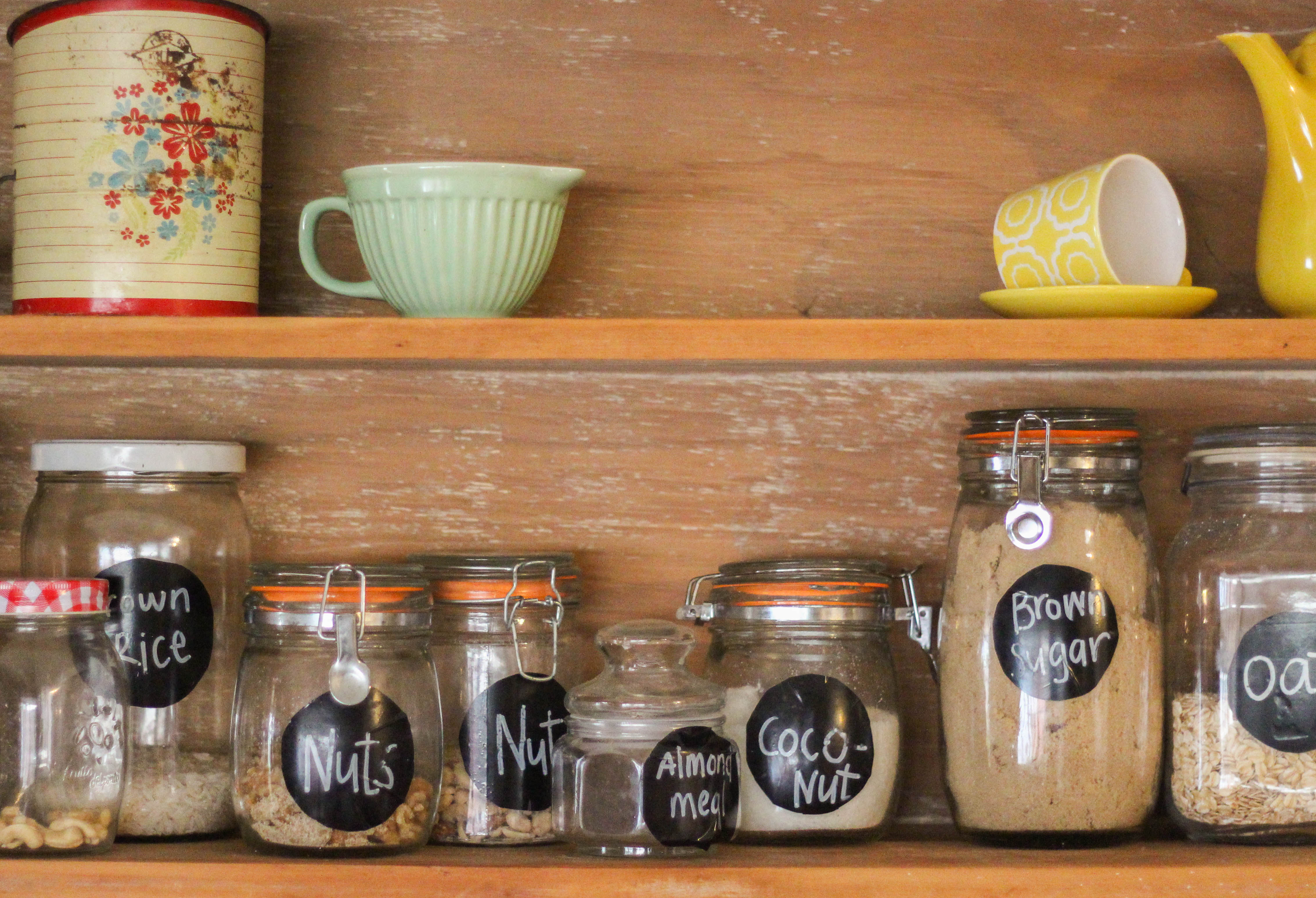 Vintage Kitchen Hutch with baking ingredients