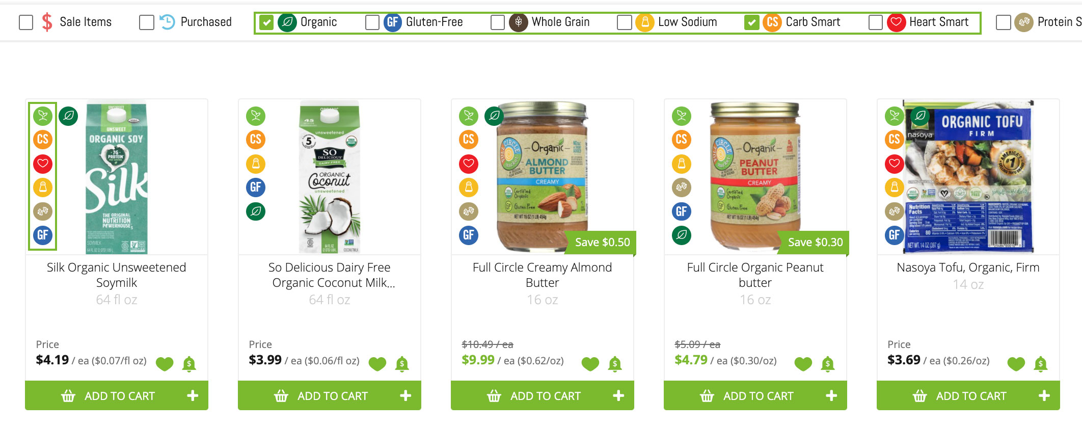 organic food items