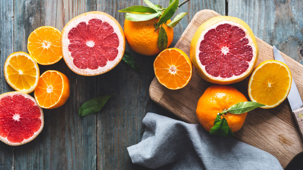 Citrus on cutting board