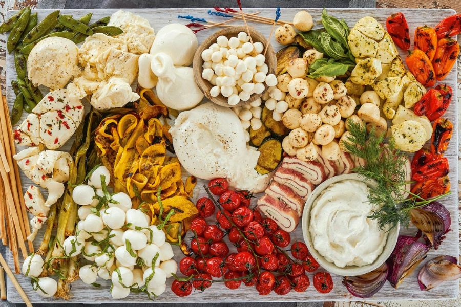 Fresh Cheese Board with Grilled Veggies