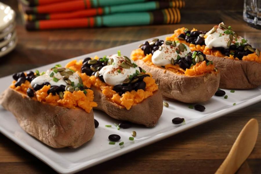 Healthy Loaded Baked Sweet Potatoes
