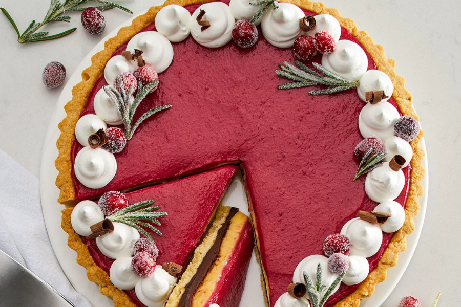 Cranberry Eggnog Cream Tart